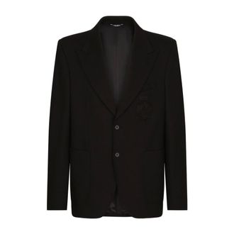 Dolce & Gabbana Blazers, male, Black, M, Sophisticated Logo-Patch Blazer