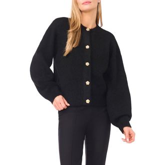 Ted Baker Fina Fuzzy Crewneck Cardigan in Rich Black at Nordstrom, Size X-Large