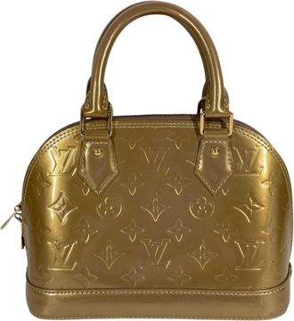 Louis Vuitton Beige Poodle Gold Monogram Vernis Handbag Tote Bag (Pre-Owned)