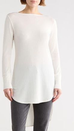 Go Couture Boat Neck High Low Sweater in Ivory at Nordstrom Rack, Size X-Large