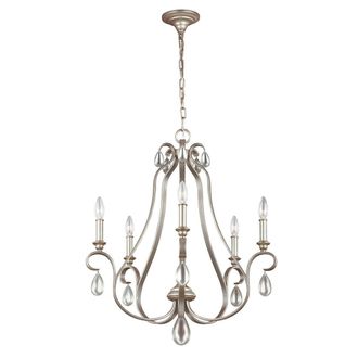 Loops 5 Bulb Chandelier Hanging Pendant LIght Sunrise Silver LED E14 60W Bulb in Metallics