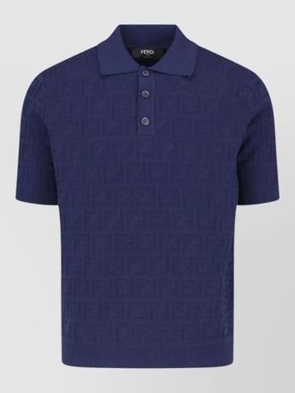 Fendi polo shirt ribbed collar short sleeves textured