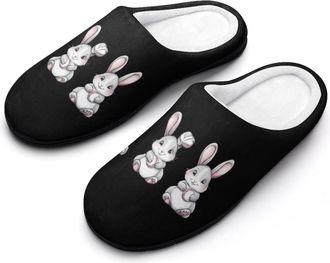 Generic Baseball Easter Bunny Rabbits Easter Day Mens Soft Cotton Slippers with Memory Foam Anti-skid House Shoes for Travel Indoor Outdoor