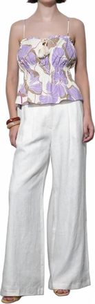 Greylin Iris Tie Front Elastic Waist Tank Top In Cream