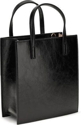 Hidesins Womens Top Handle Pocket Leather Bag Black Calf Shoulder