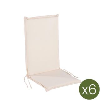 ED&Egrave;N JARD&Iacute; Pack de 6 cojiines para sill&oacute;n de jard&iacute;n reclinable est&aacute;ndar beige