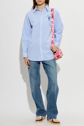 A Bathing Ape Shirt With Logo, Womens, Blue