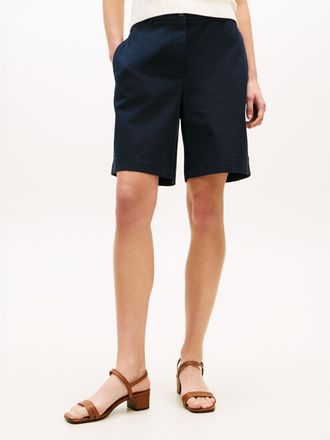 Tommy Hilfiger Chinoshorts TOMMY HILFIGER CO GMD BLEND CHINO SHORT, Damen, Gr. 34, N-Gr, schwarz night navy, Web, Obermaterial: 65% Baumwolle, 33% Lyocell, 2% Elasth