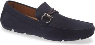 Ferragamo Front 4 Driving Loafer in Navy Cioccolato Biscotto at Nordstrom, Size 11.5