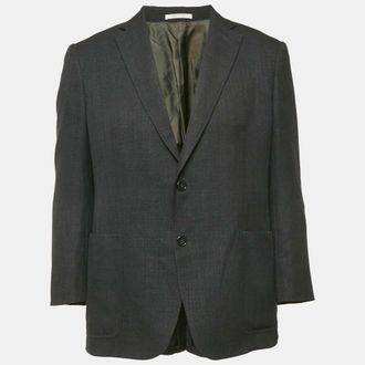 Armani Black Linen Blend Sartorial Deco Blazer