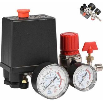 OEM Interruptor De Presi&oacute;n Monof&aacute;sico 90-120 Psi - 4 Puertos Con Man&oacute;metro - Caudal 3000 L/min - Tensi&oacute;n 240 V Para Compresor De Aire -crezuo