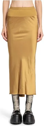 Rick Owens Rokken, Dames, Geel, 2Xs, Leer, Gonna Calf Bias Rok