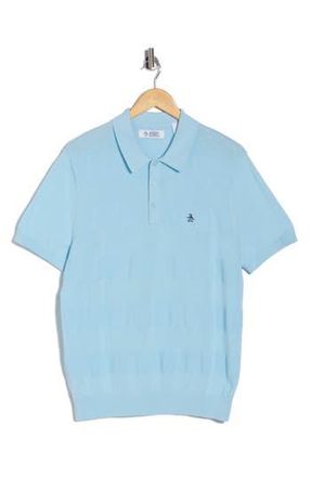 Original Penguin Honeycomb Textured Cotton Polo in Cool Blue at Nordstrom Rack, Size Xx-Large