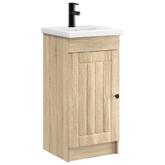 vidaXL Vanidad De Ba&ntilde;o Con Lavabo Roble Sonoma 42 X 40 X 84,5 Cm Vidaxl