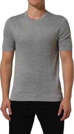 Dolce & Gabbana Mens Gray Silk Crew Neck Short Sleeves T-Shirt Nylon