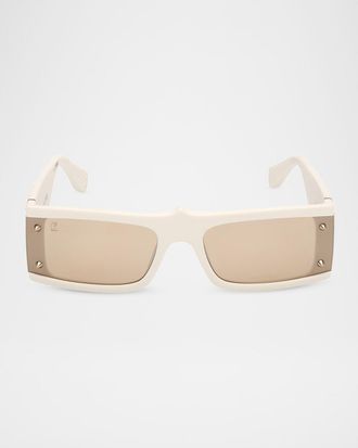 Christian Louboutin Men & apos;s Spikes Acetate Rectangle Sunglasses