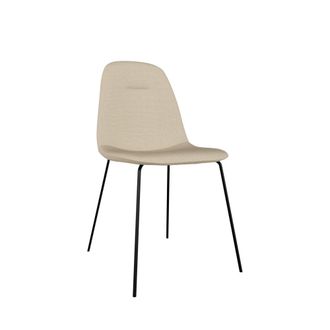 Koketto Home Silla minimalista tapizada beige patas met&aacute;licas negras