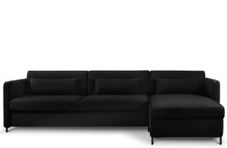 CXL by Christian Lacroix 5-Sitzer Designer Ecksofa Yanis mit Bettfunktion, Samtbezug Schwarz