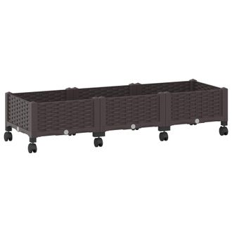 vidaXL Macetero De Jard&iacute;n Con Ruedas Marr&oacute;n 120 X 40 X 33 Cm Pp Vidaxl
