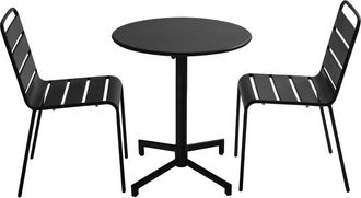 Oviala Conjunto de mesa y 2 sillas de jard&iacute;n de metal negro