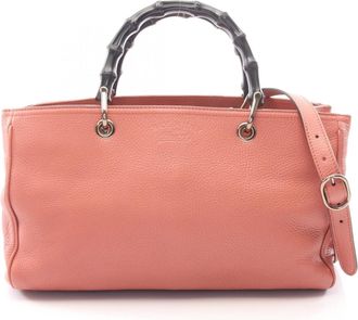 Gucci Black Pink Leather Handbag Tote Bag (Pre-Owned)