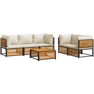 vidaXL Set De Sof&aacute;s De Jard&iacute;n Con Cojines 6 Pzas Madera Maciza Acacia Vidaxl
