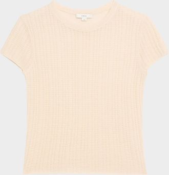 Vince Crewneck Waffle-Knit Top