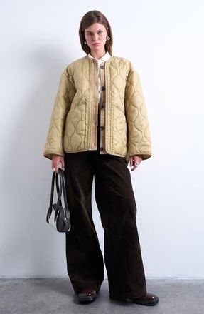 Topshop Double Layer Quilted Liner Jacket in Beige at Nordstrom Rack, Size Medium