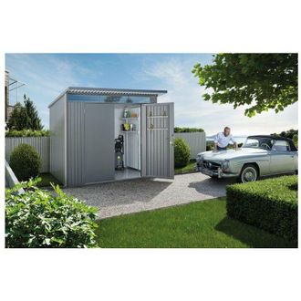 BIOHORT Caseta Cobertizo Metalica Avantgarde A3 Color Plata Metalizada Doble Puerta