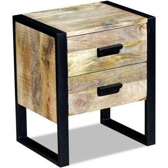 vidaXL Vidaxl - Mesa Auxiliar Con 2 Cajones Madera Maciza De Mango 43x33x51 Cm