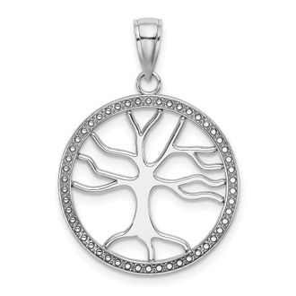 Diamond2Deal 14k Gold Large Tree Of Life In Round Frame Charm
