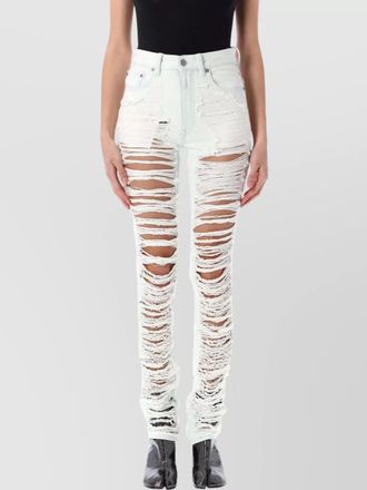 Maison Margiela high waist distressed denim trousers