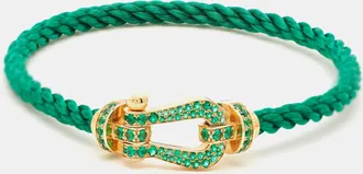 Fred Perry Force 10 Emerald 18K Yellow Gold Green Cable Large Model Bracelet 19