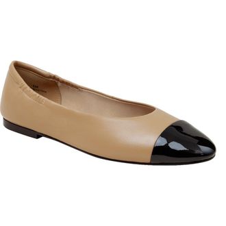Linea Paolo Nolan Cap Toe Ballet Flat in Desert/Black at Nordstrom Rack, Size 9.5