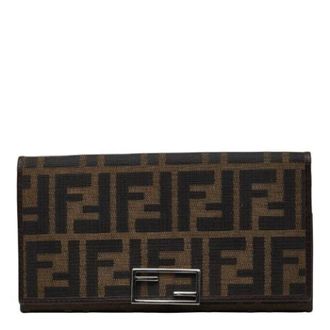 Fendi Pre-owned Wallets, female, Brown, Size: ONE SIZE Pre-owned Zucca Long wallet (bi-fold)