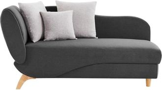 VENTE-UNIQUE.COM Div&aacute;n cama poli&eacute;ster gris antracita