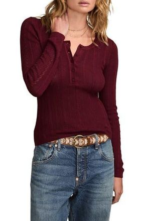 Lucky Brand Pointelle Henley Shirt in Maroon Banner at Nordstrom Rack, Size Medium