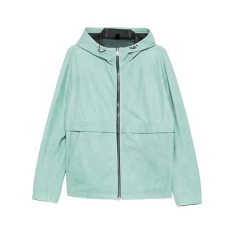 Tagliatore Light Jackets, male, Green, Size: L Hooded Zip Jacket