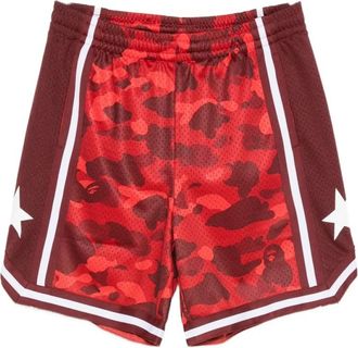 A Bathing Ape ABC Camo Mesh Shorts - Heren - Korte Broeken - Rood - M - Korte Broeken