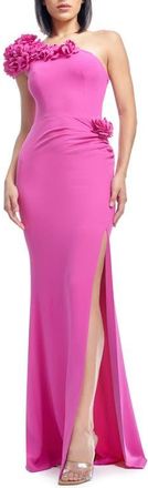 Dress The Population Aubrielle Asymmetric Gown in Bright Fuchsia at Nordstrom, Size Xx-Large