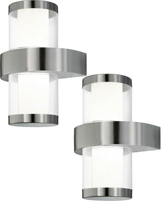 Loops 2 PACK IP44 Outdoor Wall Light Stainless Steel & Glass 3.7W LED Porch Lamp
