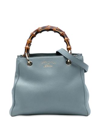 Gucci Borsa shopper piccola in pelle di vitello e bamb&ugrave; 2016-2025 - Blu