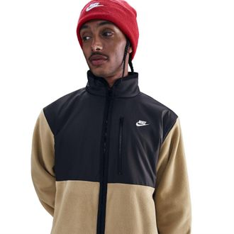 Nike Mens Solid Patterned Full Zipper Sweat Jacket with Zipped Pocket in Parachute Beige - Green - Size X-Small