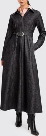 Twin-Set Denim Midi Shirt Dress with Adjustable Belt