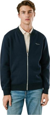 Pepe Jeans London Macbeth Plain Bomber - Heren - Vesten met rits - Blauw - 2XL - Katoen - Hoodies & sweatvesten
