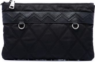 Prada Pre-owned Prada Saffiano Trimmed Tessuto Impunturato Clutch Unisex UKUUKPJ4W0QBSV65