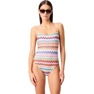 Missoni One-piece Swimsuit In Lam&eacute; Viscose With Pixel-effect Zigzag Pattern in Multicoloured at Nordstrom, Size 42 It