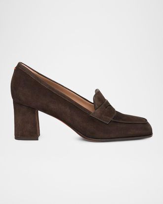 Santoni 65mm Suede Penny Loafers