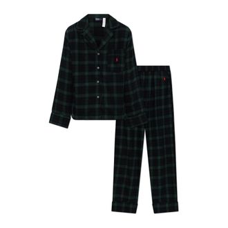 Polo Ralph Lauren Madison Plaid Flannel Pyjamaset - Dames - Nachtkleding & Lounge - Blauw - Maat: XS Flanel
