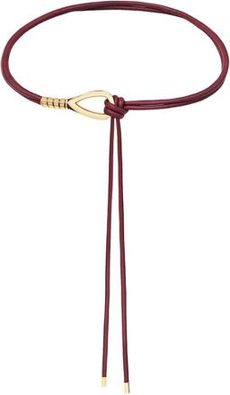 Petit Moments Chrome Buckle Faux Leather Tie Belt in Gold/red at Nordstrom
